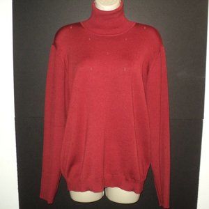 Provence Turtleneck Sweater L Red-Rust Long Sleeve